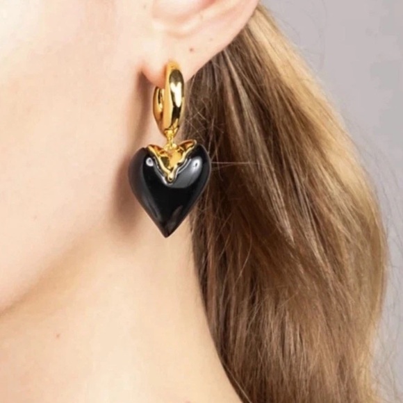 Alexis Bittar Dropping Heart Earrings - Onyx - Picture 3 of 3